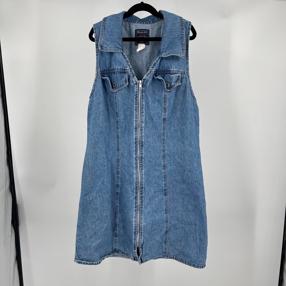 Vintage 90s Women's Denim Mini Dress 10 M Retro Americana Heritage 70s Boho Zip